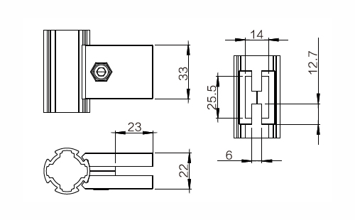 工藝卡鋁條連接件尺寸圖